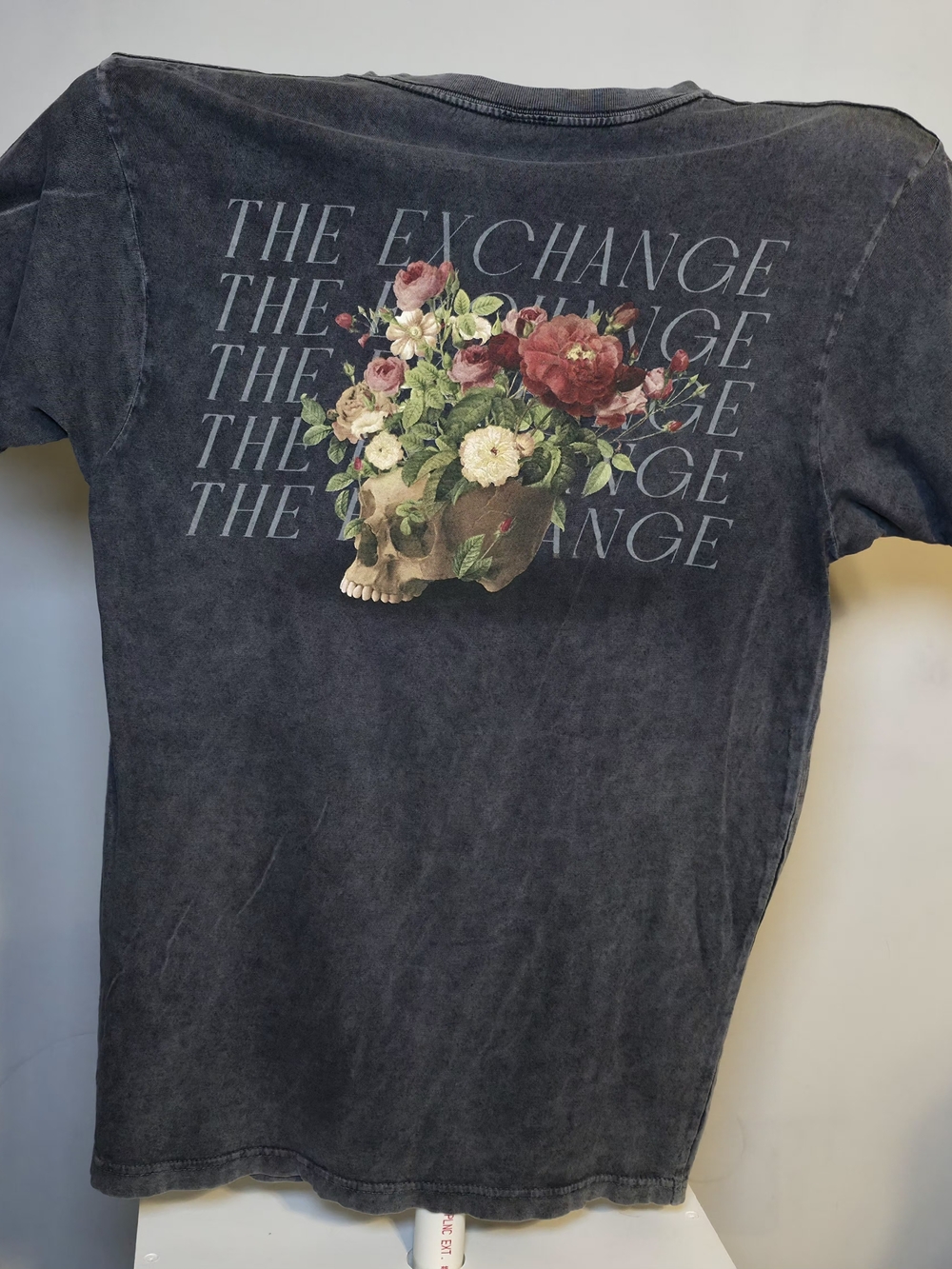 Women's Lane Seven Floral Skull Graphic Tee - Black
